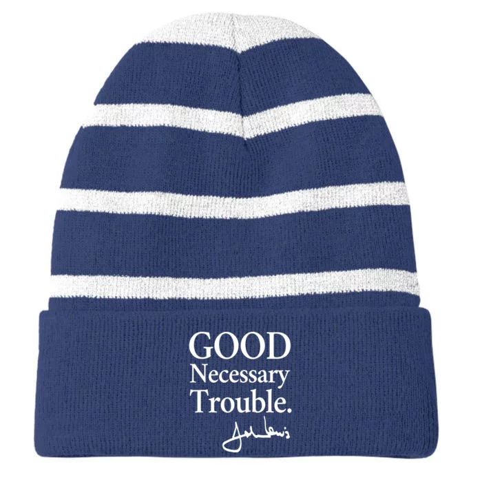 Good Necessary Trouble Social Justice Civil Rights Quote Striped Beanie with Solid Band