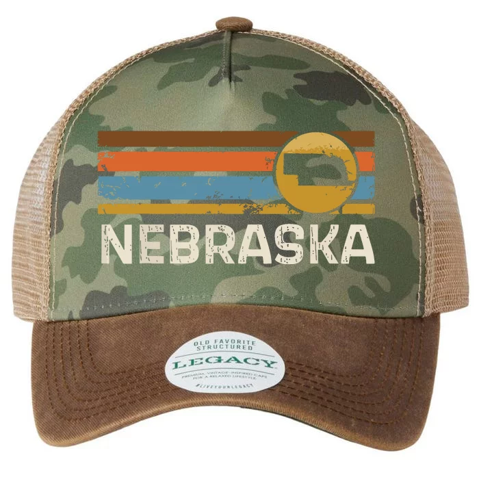 Graphic Nebraska Us State Map Vintage Retro Stripes Legacy Tie Dye Trucker Hat