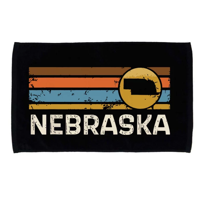 Graphic Nebraska Us State Map Vintage Retro Stripes Microfiber Hand Towel