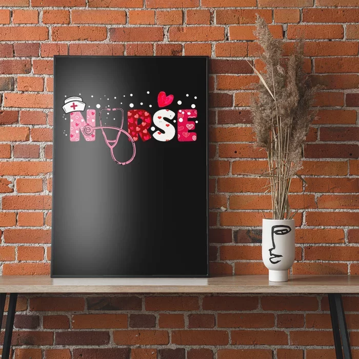 Girls  Nurses Valentines Day Gifts Hearts Stethoscope Poster