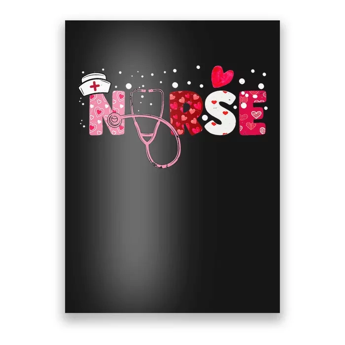 Girls  Nurses Valentines Day Gifts Hearts Stethoscope Poster