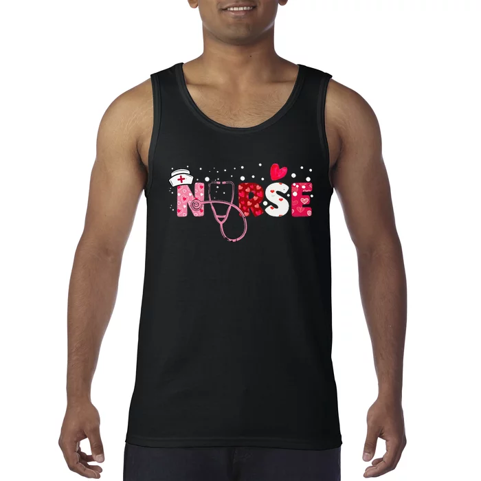 Girls  Nurses Valentines Day Gifts Hearts Stethoscope Tank Top