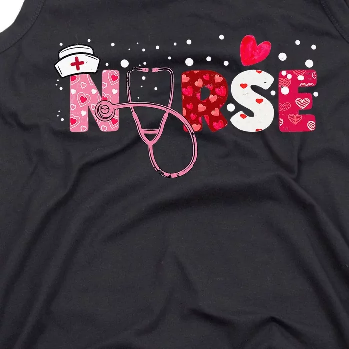 Girls  Nurses Valentines Day Gifts Hearts Stethoscope Tank Top