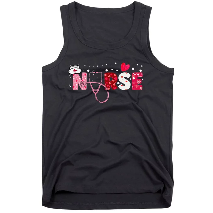 Girls  Nurses Valentines Day Gifts Hearts Stethoscope Tank Top