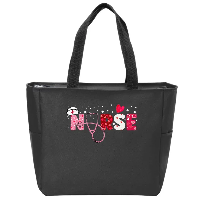 Girls  Nurses Valentines Day Gifts Hearts Stethoscope Zip Tote Bag