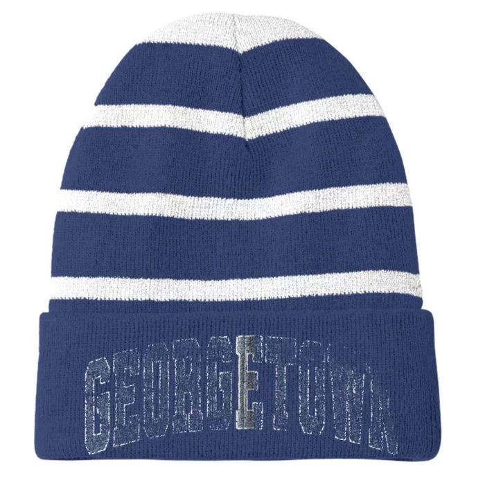 Georgetown Name Vintage Retro Gift Striped Beanie with Solid Band