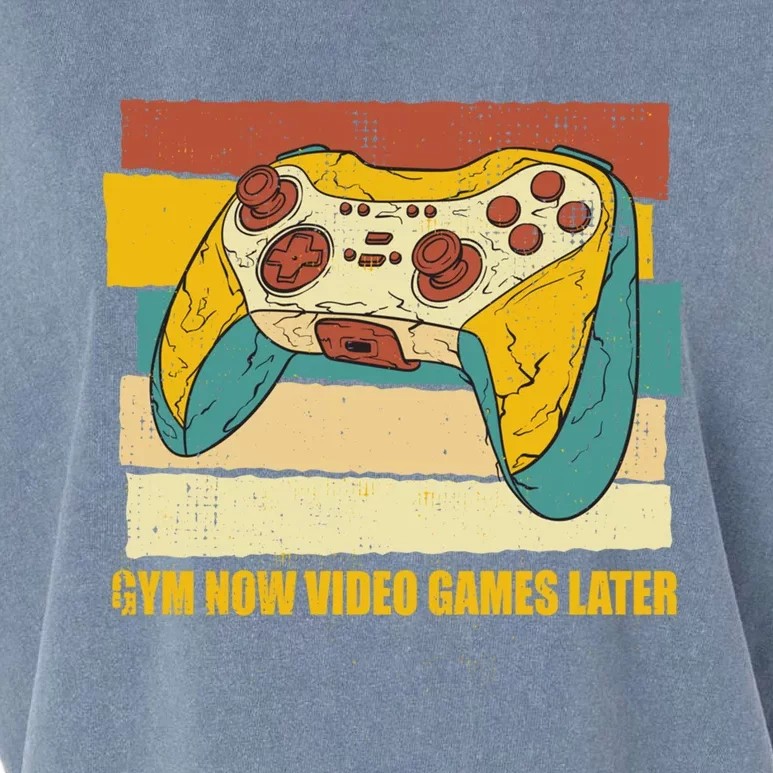 Gym Now Video Games Later Funny Gamer Humor Gaming Workout Great Gift Garment-Dyed Women's Muscle Tee