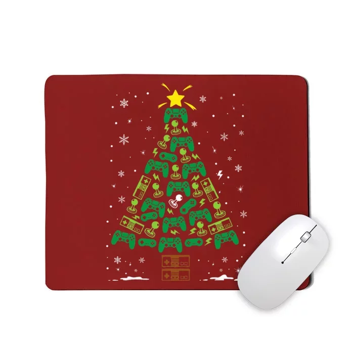 Gamer Nerd Video Game Lover Family Matching Christmas Tree Mousepad