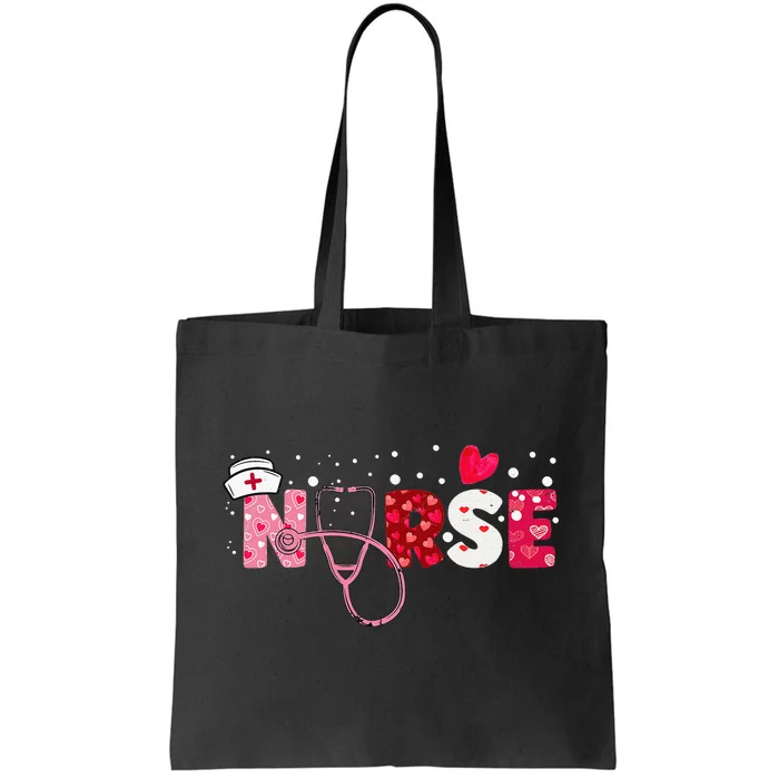 Girls Nurses Valentines Day Gifts Hearts Stethoscope Tote Bag