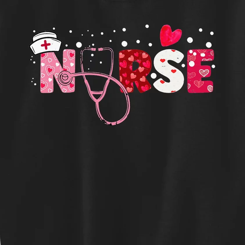 Girls Nurses Valentines Day Gifts Hearts Stethoscope Kids Sweatshirt