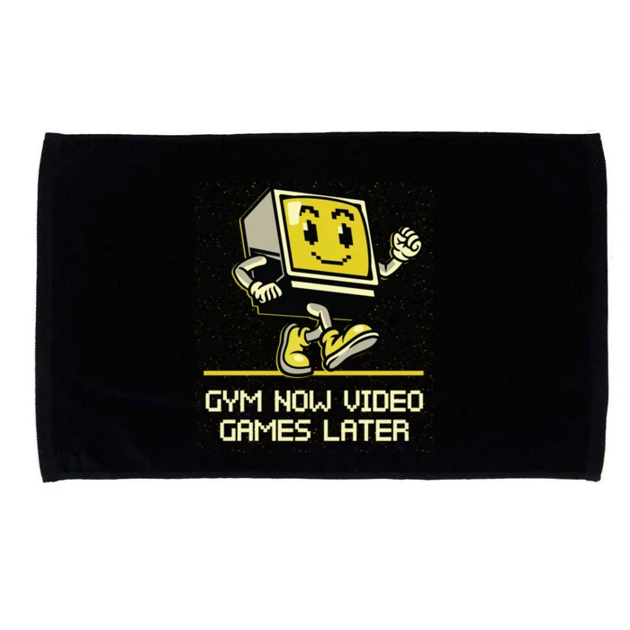 Gym Now Video Games Later Funny Gamer Humor Gaming Workout Great Gift Microfiber Hand Towel