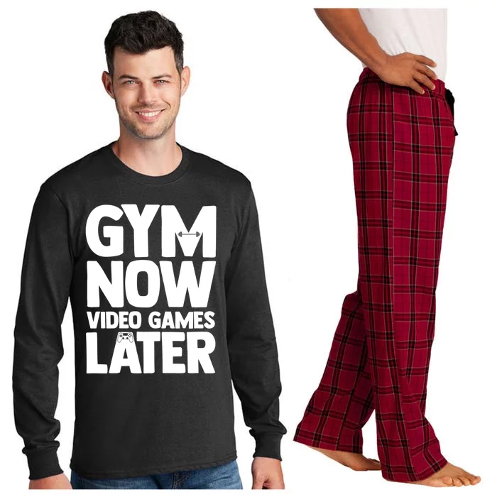 Gym Now Video Games Later Funny Gaming Nerdy Gamer Gift Long Sleeve Pajama Set