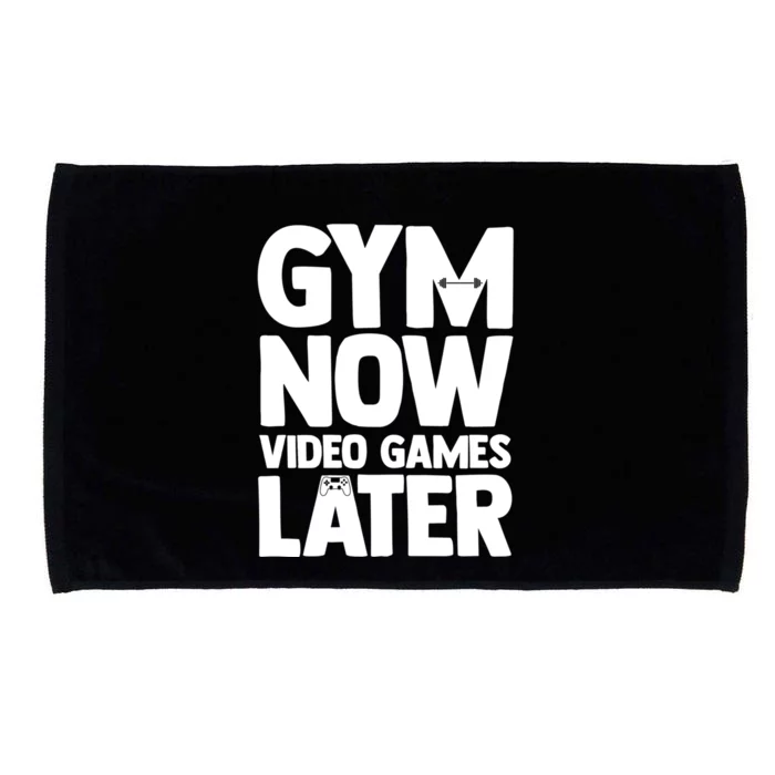 Gym Now Video Games Later Funny Gaming Nerdy Gamer Gift Microfiber Hand Towel