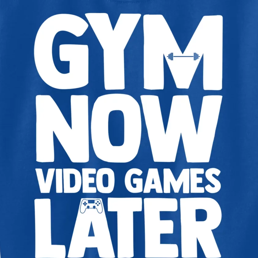 Gym Now Video Games Later Funny Gaming Nerdy Gamer Gift Kids Sweatshirt