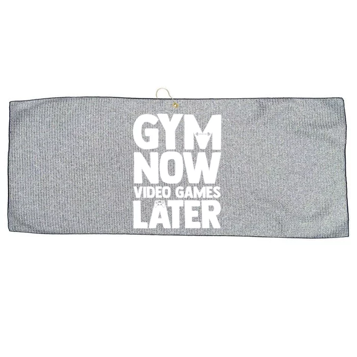 Gym Now Video Games Later Funny Gaming Nerdy Gamer Gift Large Microfiber Waffle Golf Towel