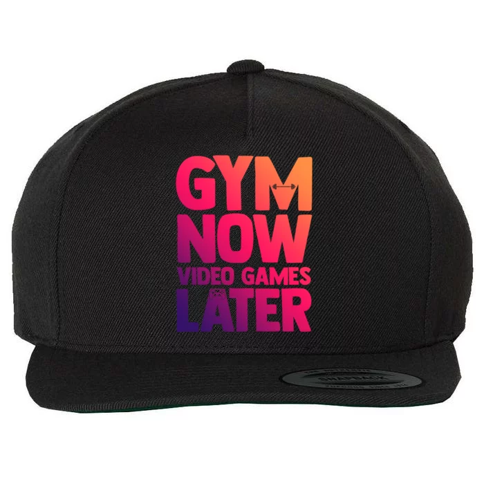 Gym Now Video Games Later Funny Gaming Nerdy Gamer Gift Wool Snapback Cap