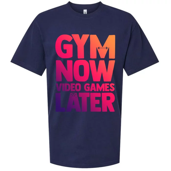 Gym Now Video Games Later Funny Gaming Nerdy Gamer Gift Sueded Cloud Jersey T-Shirt