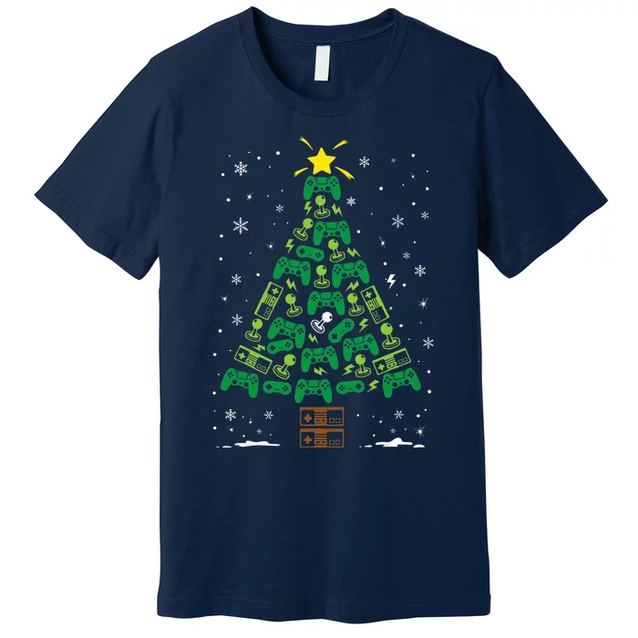 Gamer Nerd Video Game Lover Family Matching Christmas Tree Premium T-Shirt