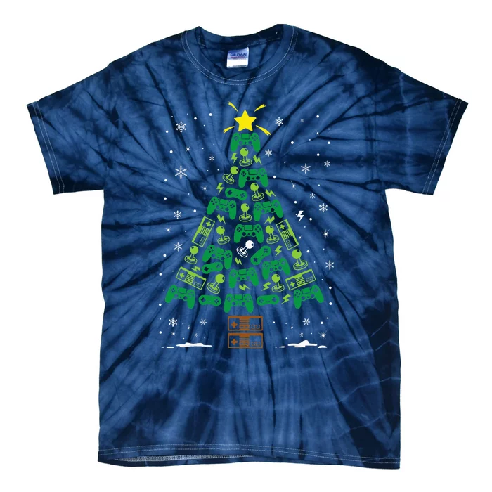 Gamer Nerd Video Game Lover Family Matching Christmas Tree Tie-Dye T-Shirt