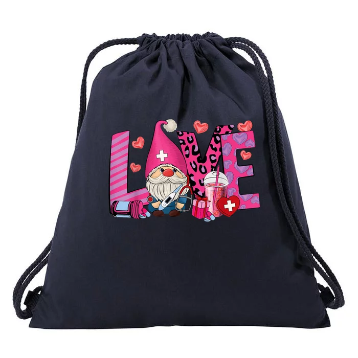 Gnome Nurse Valentines Day Heart Stethoscope Love Nursing Drawstring Bag