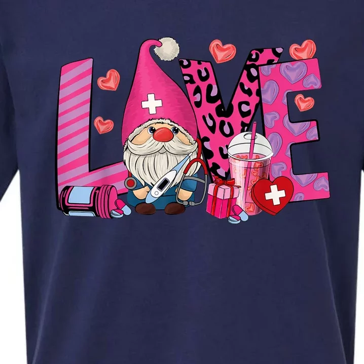 Gnome Nurse Valentines Day Heart Stethoscope Love Nursing Sueded Cloud Jersey T-Shirt