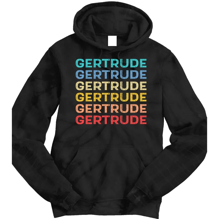 Gertrude Name Vintage Retro Herman Hesse Tie Dye Hoodie