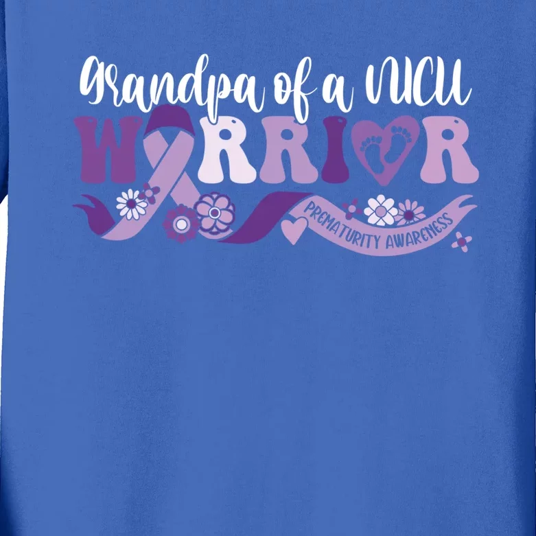 Grandpa Nicu Warrior For Preemie Prematurity Awareness Month Gift Kids Long Sleeve Shirt