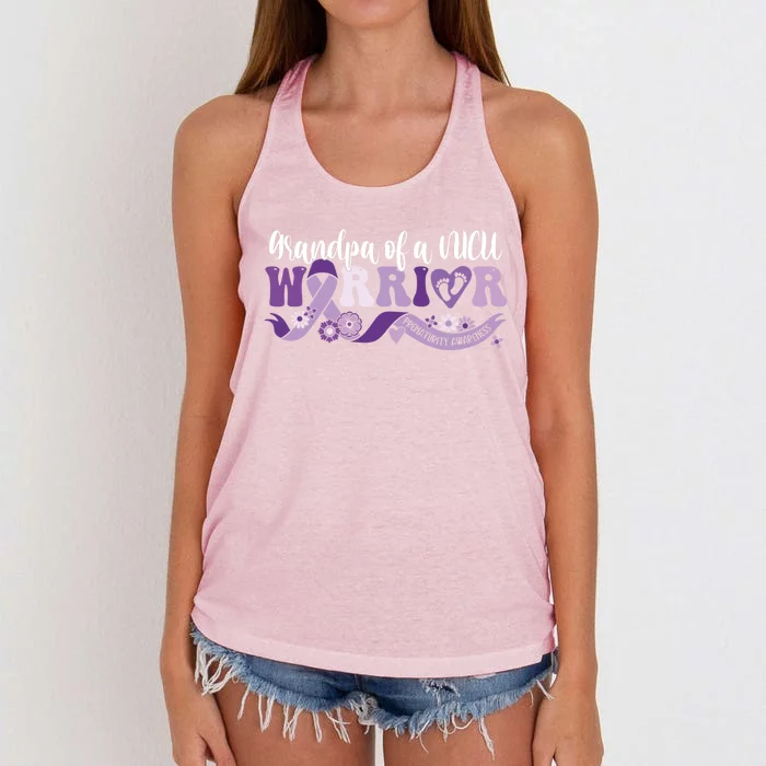 Grandpa Nicu Warrior For Preemie Prematurity Awareness Month Gift Women's Knotted Racerback Tank