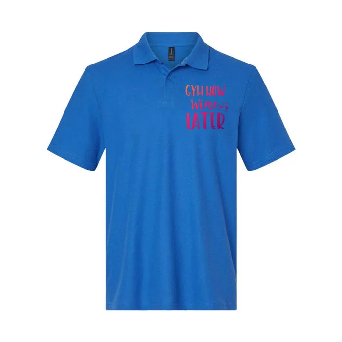 Gym Now Wine Later Workout Great Gift Softstyle Adult Sport Polo