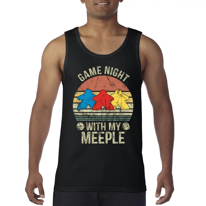 Game Night With My Meeple Board Games Tabletop Boardgamers Tank Top