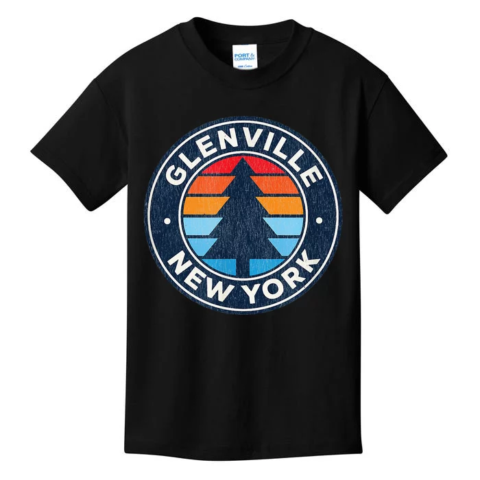 Glenville New York Ny Vintage Graphic Retro 70s Kids T-Shirt