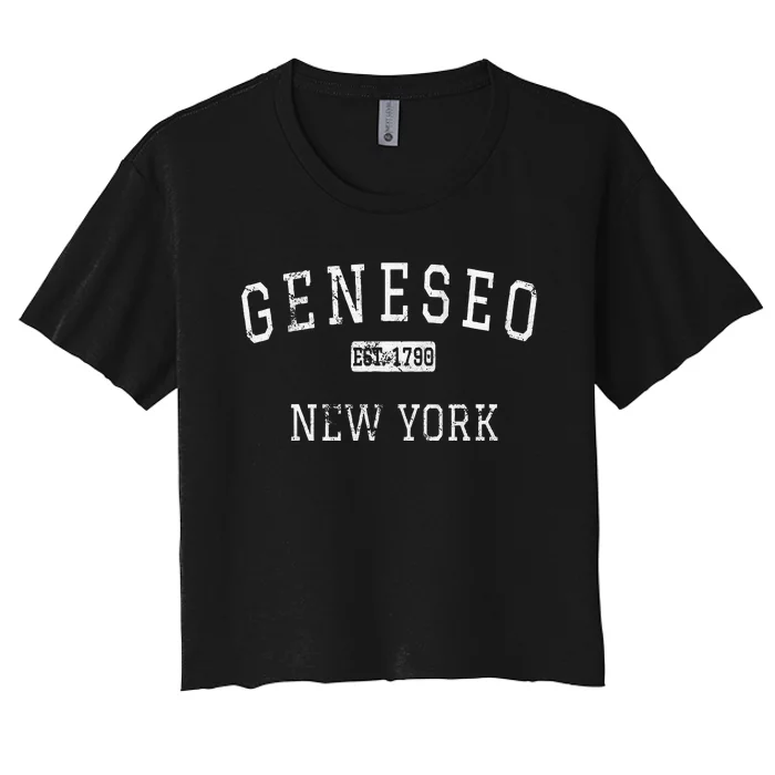 Geneseo New York Ny Vintage Women's Crop Top Tee