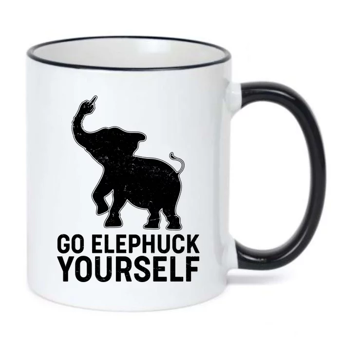 Go Elephuck Yourself Elephant Middle Finger Black Color Changing Mug