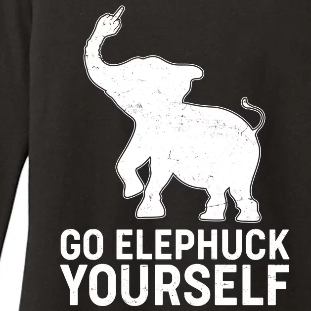 Go Elephuck Yourself Elephant Middle Finger Womens CVC Long Sleeve Shirt