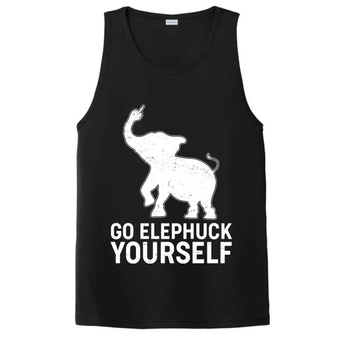 Go Elephuck Yourself Elephant Middle Finger Performance Tank