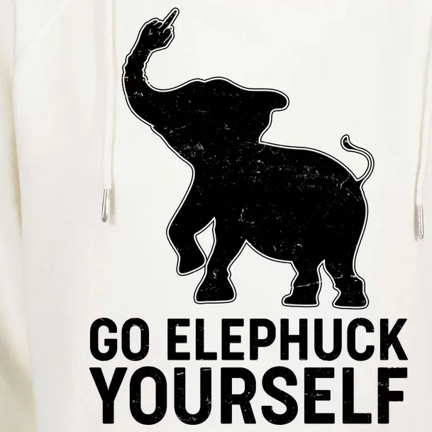 Go Elephuck Yourself Elephant Middle Finger Womens Funnel Neck Pullover Hood