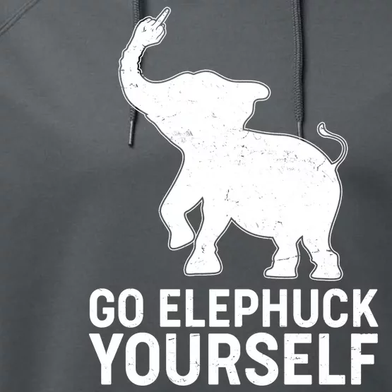 Go Elephuck Yourself Elephant Middle Finger Performance Fleece Hoodie