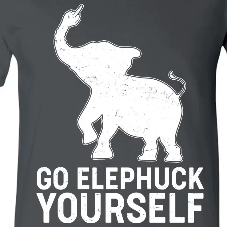 Go Elephuck Yourself Elephant Middle Finger V-Neck T-Shirt