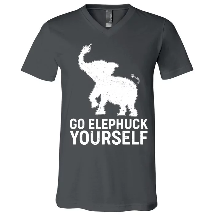 Go Elephuck Yourself Elephant Middle Finger V-Neck T-Shirt