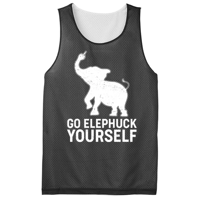 Go Elephuck Yourself Elephant Middle Finger Mesh Reversible Basketball Jersey Tank