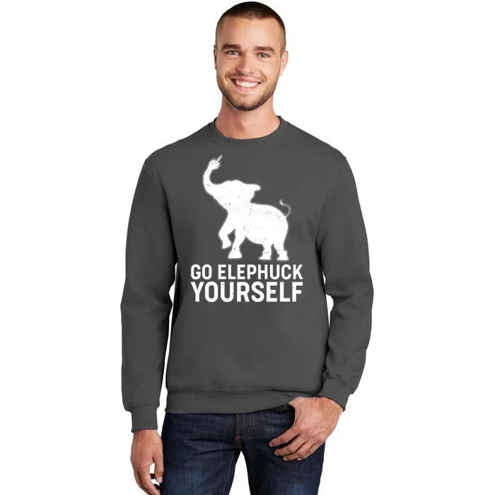 Go Elephuck Yourself Elephant Middle Finger Tall Sweatshirt