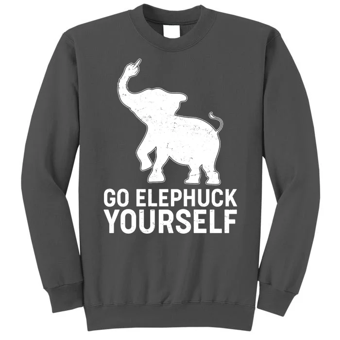 Go Elephuck Yourself Elephant Middle Finger Tall Sweatshirt