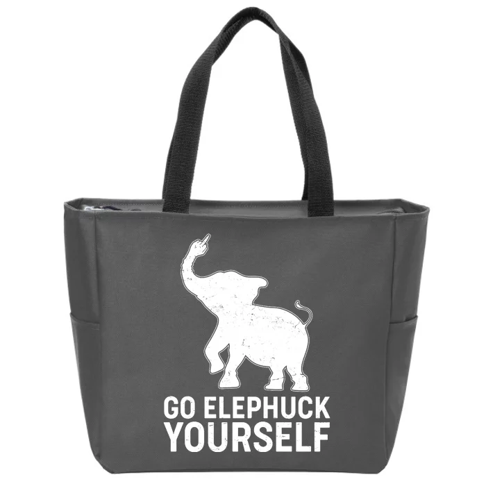 Go Elephuck Yourself Elephant Middle Finger Zip Tote Bag