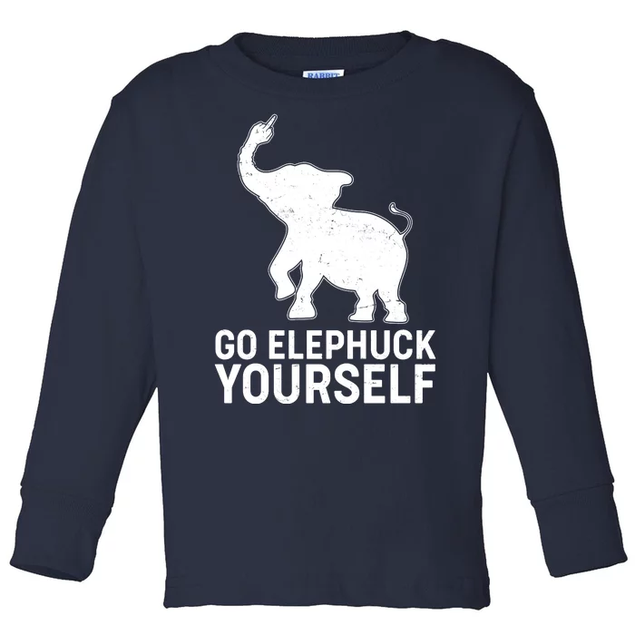 Go Elephuck Yourself Elephant Middle Finger Toddler Long Sleeve Shirt