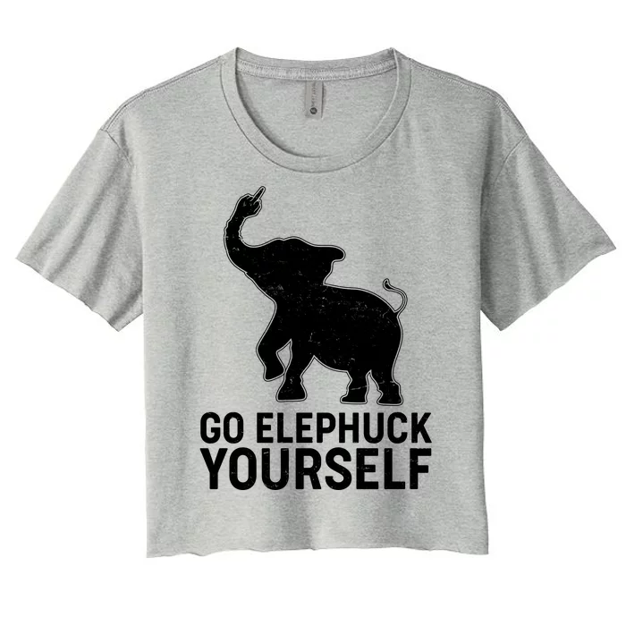 Go Elephuck Yourself Elephant Middle Finger Women's Crop Top Tee