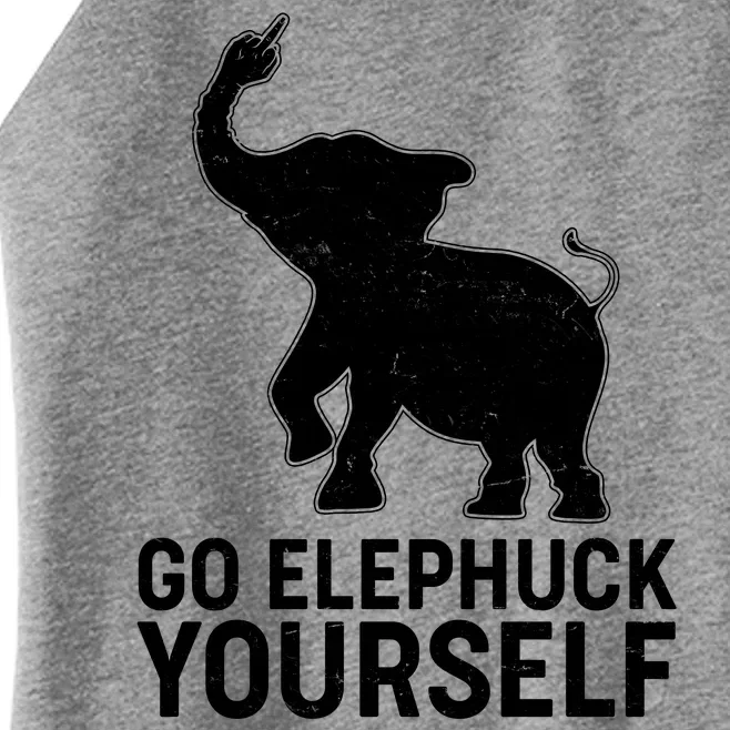 Go Elephuck Yourself Elephant Middle Finger Women’s Perfect Tri Rocker Tank