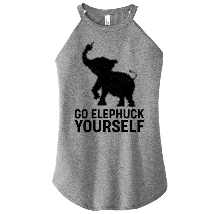 Go Elephuck Yourself Elephant Middle Finger Women’s Perfect Tri Rocker Tank