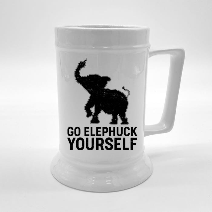 Go Elephuck Yourself Elephant Middle Finger Front & Back Beer Stein