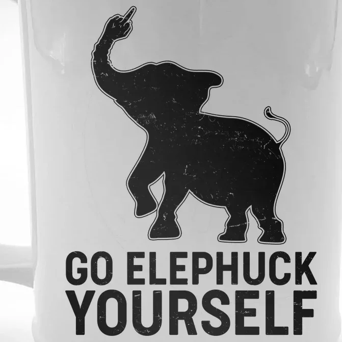 Go Elephuck Yourself Elephant Middle Finger Front & Back Beer Stein