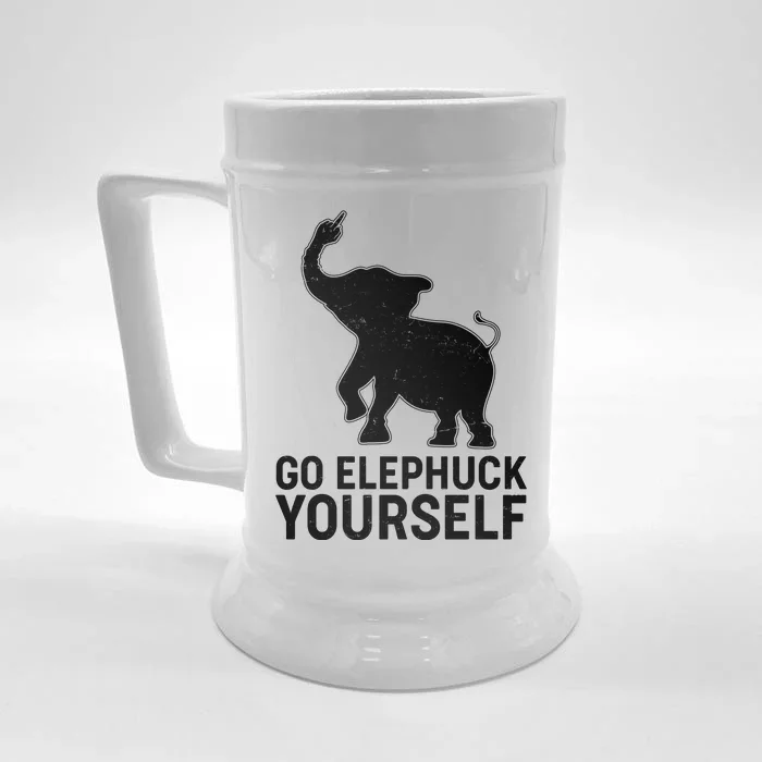 Go Elephuck Yourself Elephant Middle Finger Front & Back Beer Stein